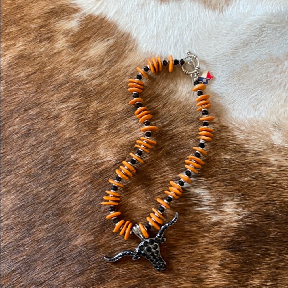 Long horn necklace.